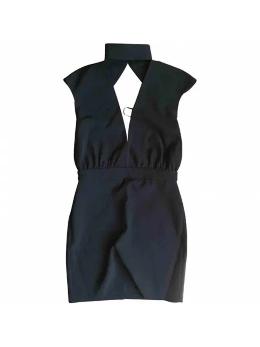 Women's AQ/AQ Black Deep V-Neck Mini Dress Size 0 - Picture 2 of 6